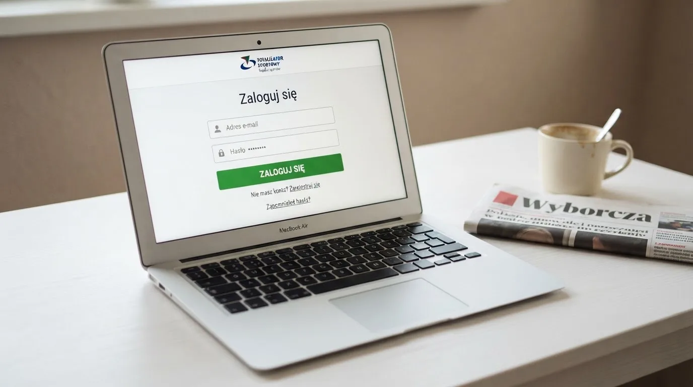 Strona logowania oficjalnej platformy Total Casino na ekranie laptopa, jedynego legalnego kasyna online w Polsce
